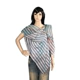 Silk Wool Green Stripe Stole Shawl With Jacquard Diamond Weaving