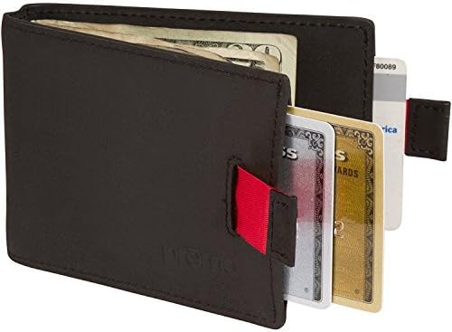 RFID Blocking Slim Mens Leather Wallet with Money Clip - Bifold Front Pocket Design - Travel Bifold Design With Credit Card Protection - Men - 100% Premium Genuine Saddle Leather - Obsidian Black