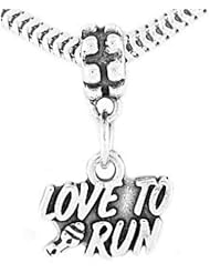 Sterling Silver One Sided Love to Run Dangle Bead Charm