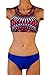 Unique Leisure Bikini Printed Low Waist Two-piece Plus Size Fission Swimsuit(Blue,L)
