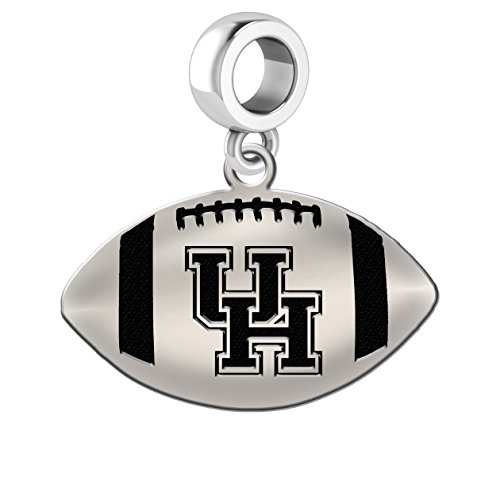 Houston Cougars Sterling Silver Football Cut Out Drop Charm Fits All European Style Charm Bracelets