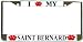 I Love My Saint Bernard Paw Prints Dog Chrome Metal License Plate Frame Holder