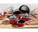 Retro Red Non Stick Saucepan Pan Set. Kitchen Saucepans