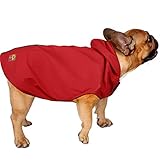Jelly Wellies Premium Quality Waterproof Reflective Deluxe Raincoat with Polar Fleece Lining for Dogs- Medium, Red