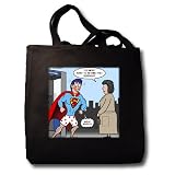 Rich Diesslins Funny General Cartoons - Super Guy Phonebooth - Wardrobe Malfunction - Tote Bags