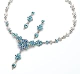 Rhinestone Floral Necklace & Earring Set, Bridal, Wedding & Bridesmaids Jewelry 610