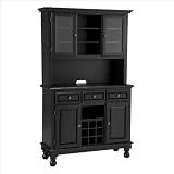Home Styles Premier Wood Top Buffet Server with 2 door Hutch in Black