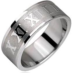 Spikes 316L Stainless Steel Roman Numerals Ring
