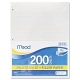 Mead 17208 - Economical 16-lb. Filler Paper, College Ruled, 11 x 8-1/2, White, 200 Shts/Pk-MEA17208