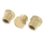 uxcell 空気圧マフラーサイレンサー　空気圧エキゾーストマフラー　3個　オスのねじ真鍮