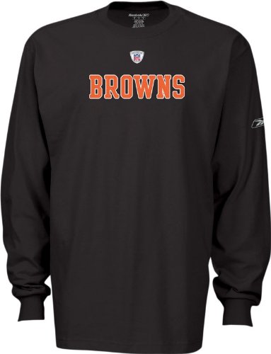 Reebok Cleveland Browns NFL Official Sidelines Team Issue Long Sleeve Tee Shirt (M=40)