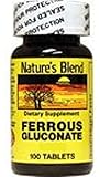 Nature`s Blend Ferrous Gluconate Tablets 325 mg 100 Count (2 Pack)