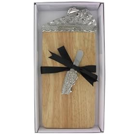 Cheese Board and Knife Gift Set (G520) Mouse and Cheese Design - Wooden Cheese Board and Stainless Steel Cheese Knife