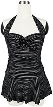 GGYY Women's Vintage Stripe Halter Skirted Beach Swimwear Cover Up Bathing Suit