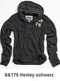 Surplus S&T Henley Kapuzenshirt Hoodie - schwarz -
