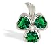 14K White Gold Heart Created Emerald and Diamond Irish Shamrock Pendant