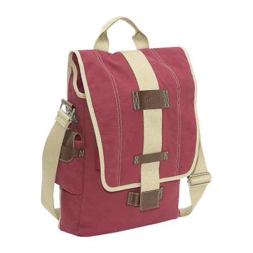 Nuo Tech Vertical Canvas Messenger Bag-Color: Red