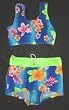 Girls 4-6X 2-piece Swimwear Crop Top / Board Short Bikini Royal Aloha/Lime