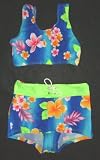 Girls 4-6X 2-piece Swimwear Crop Top / Board Short Bikini Royal Aloha/Lime
