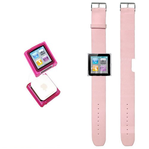 Navitech Rosa i-Watch Uhrenarmband inklusive Rosa TPU-Schutzhülle für das neue iPod Nano 6G 8/16 GB (Sept. 2010 Ausgabe)