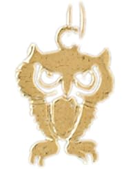 Dazzlers Solid 14k Gold Owl Charm Pendant Available in three colors from jewelsberry (weights: 1.0 grams only)