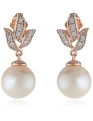 10k Rose Gold Cultured Freshwater Cultured Pearl and Diamond Earrings (0.1 cttw, GH Color, I2-I3 Clarity)