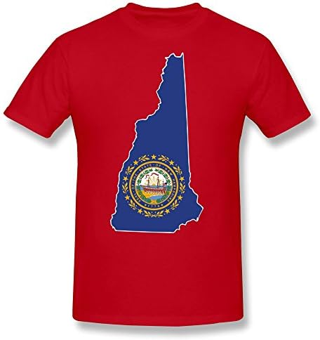 FZZS Men's New Hampshire Map Flag T Shirt Medium Red