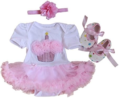 Lovely Toddle Baby Girl 1st Birthday Party Dress 0-12 months (M:(3-6 months), Pink)