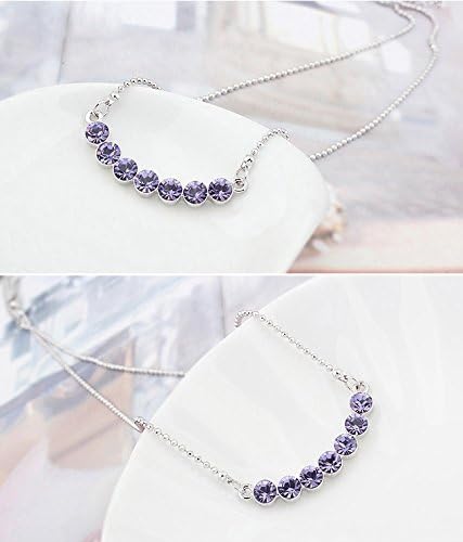 Celine Benetton Arc Shaped Pendant Necklace with Swarovski Elements Crystal, Purple, 18 Inches