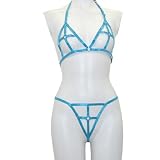 サテンストレッチ<strong>レースアップ</strong>オープンブラレット&オープンショーツサックス