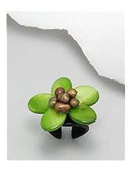 Flower Leather Dyed Mother of Pearls Ring