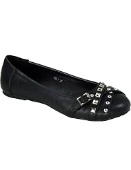 Stylische Ballerinas m Nieten Schnallen f
