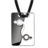 Shared Elegance: Designer Inspired Surgical Stainless Steel Black Enamel and Chrome Finish Male Mars Symbol Puzzle Pendant on a Black Cord