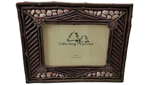 Horizontal Photo Frame with Rustic Twig and Rock Design 5x7