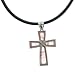 Cherry Quartz Inlay Cross Frame Pendant - 35x47mm - 18-20" Adjustable Necklace Included
