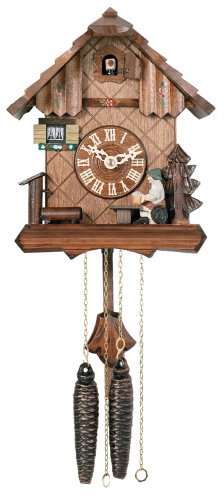 River City Clocks One Day Chalet Style Cuckoo Clock with Beer Drinker Raising His Mug – 9 Inches Tall – Model # 12-09P