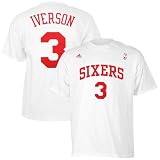 adidas Philadelphia 76ers #3 Allen Iverson White Net Player T-shirt (X-Large)