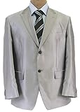 Sean John Mens 2 Button Pleated Metallic Silver Gray Suit- Size 48L