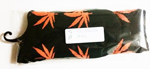 2 Pairs TAS ONLINE MALL Socks Black Color with Orange Color Leaves Print, for Men, Woman, Boys, Girls, Unisex for Sports, Party, etc.
