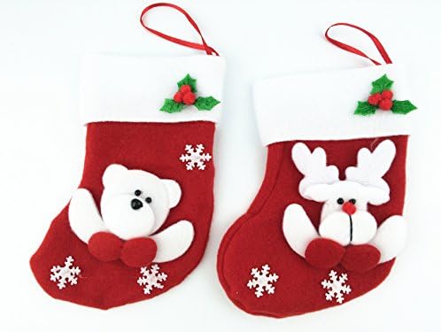CHENSHI Pack of 6 Red Christmas Socks Gift Bag(christmas Deer)
