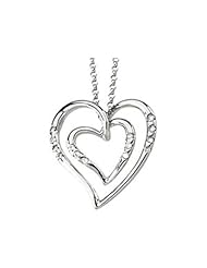 14k White Gold Diamond Heart Necklace (GHI Color, I1 Clarity, 1/10 Cttw)