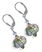 Majestic Blown Glass Swarovski Crystal Sterling Silver Leverback 1.5" Long Dangle Earrings