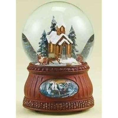 6.5 Animated and Musical Church with Sleigh Ride Christmas Glitterdome