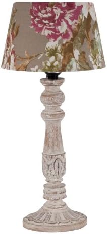 Light & Living Floral Shaded Carved Column Table Lamp