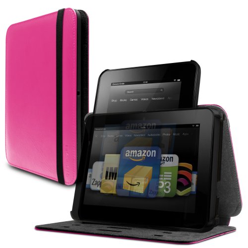 Marware Revolve Genuine Leather Rotating Standing Case for Kindle Fire HD 7  Previous Generation  Pink onlyB009RH9LZC : image