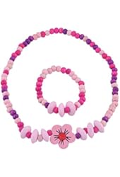 Jewelry Set for Little Girls, Kids, Toddlers, Children - Pink Stretch Necklace and Bracelet in Gift Box