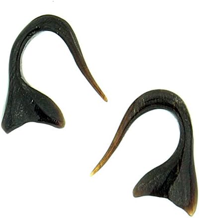 Water Buffalo Horn Hand-carved Fish Tail Earring - Body Jewelry, 2mm - 12Gauge