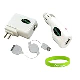 CrazyOnDigital Charger Kit for Apple iPad 3G tablet / Wifi model 16GB, 32GB, 64GB with free Crazyondigital wristband: Home/Travel AC Charger, Auto Car DC Charger and Retractable USB Cable.
