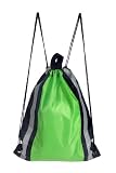 Reflective Sports Drawstring Backpack Hi Visibility Bag Durable, Lightweight, Lime