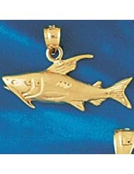 Dazzlers Solid 14k Gold Fish Charm Pendant Available in three colors from jewelsberry (weights: 1.8 grams only)